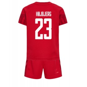 Jalkapallo Pelipaidat/Peliasut Tanska Pierre-Emile Hojbjerg 23 Lasten Kotipelipaita Mm-Kisat 2022